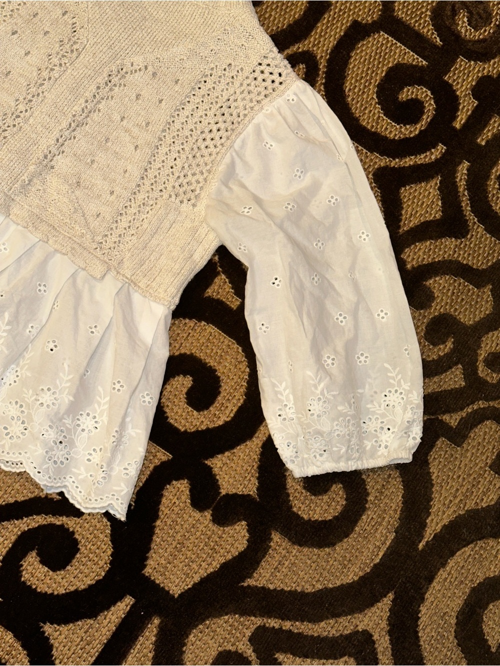 Anthropologie Half-Zip Sweater Vest Eyelet Knit Blouse Size Small Cottage Core - Picture 7 of 13